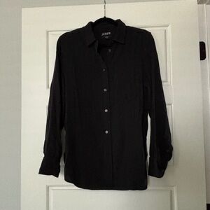 JCREW Women's Garcon Classic Fit Gauze Shirt in Black Size 8